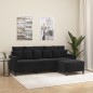 vidaXL Sofá de 3 plazas con taburete de terciopelo negro 180 cm vidaXL Sofá de 3 plazas con taburete de terciopelo negro 180 cm