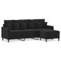 vidaXL Sofá de 3 plazas con taburete de terciopelo negro 180 cm vidaXL Sofá de 3 plazas con taburete de terciopelo negro 180 cm