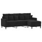 vidaXL Sofá de 3 plazas con taburete de terciopelo negro 180 cm vidaXL Sofá de 3 plazas con taburete de terciopelo negro 180 cm