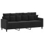 vidaXL Sofá de 3 plazas con taburete de terciopelo negro 180 cm vidaXL Sofá de 3 plazas con taburete de terciopelo negro 180 cm