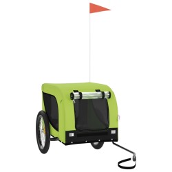 vidaXL Remolque de bicicleta mascotas hierro tela Oxford verde negro