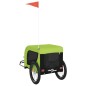 vidaXL Remolque de bicicleta mascotas hierro tela Oxford verde negro