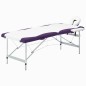 vidaXL Camilla de masaje plegable 2 zonas aluminio blanco y morado