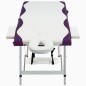 vidaXL Camilla de masaje plegable 2 zonas aluminio blanco y morado