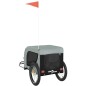 vidaXL Remolque de bicicleta mascotas hierro tela Oxford gris negro vidaXL Remolque de bicicleta mascotas hierro tela Oxford gris negro
