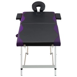 vidaXL Camilla de masaje plegable 2 zonas aluminio negro y morado