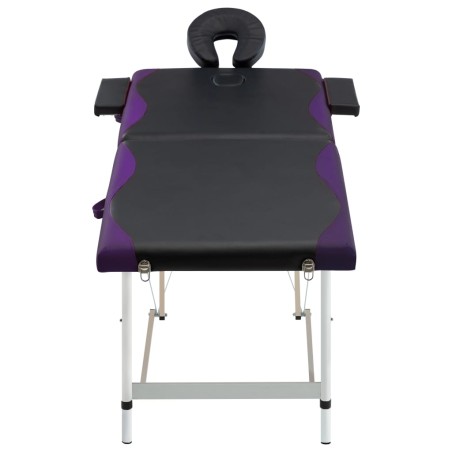 vidaXL Camilla de masaje plegable 2 zonas aluminio negro y morado