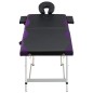 vidaXL Camilla de masaje plegable 2 zonas aluminio negro y morado vidaXL Camilla de masaje plegable 2 zonas aluminio negro y morado