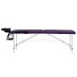 vidaXL Camilla de masaje plegable 2 zonas aluminio negro y morado vidaXL Camilla de masaje plegable 2 zonas aluminio negro y morado