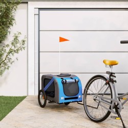 vidaXL Remolque de bicicleta mascotas hierro tela Oxford azul gris