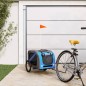 vidaXL Remolque de bicicleta mascotas hierro tela Oxford azul gris