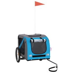 vidaXL Remolque de bicicleta mascotas hierro tela Oxford azul gris