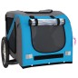 vidaXL Remolque de bicicleta mascotas hierro tela Oxford azul gris