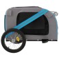 vidaXL Remolque de bicicleta mascotas hierro tela Oxford azul gris