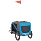 vidaXL Remolque de bicicleta mascotas hierro tela Oxford azul gris