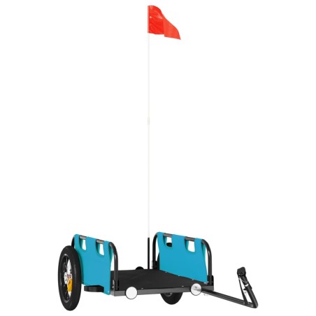 vidaXL Remolque para bicicletas hierro y tela Oxford azul