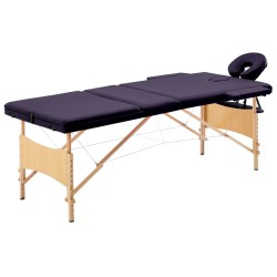 vidaXL Camilla de masaje plegable 3 zonas madera morado