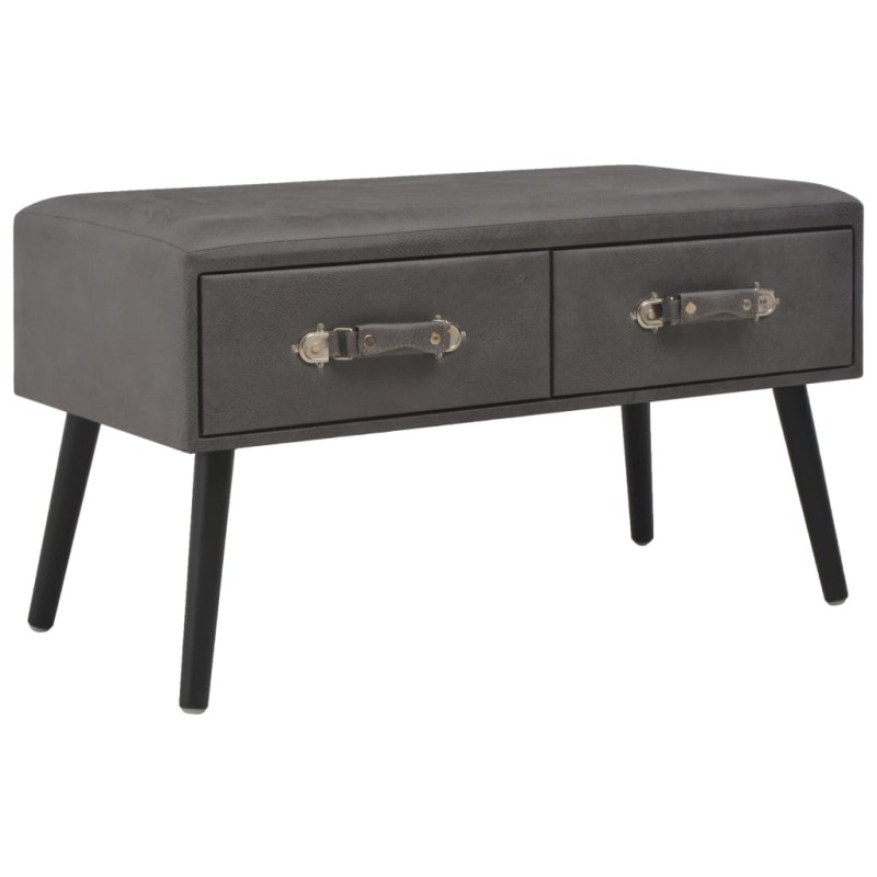 vidaXL Banco con cajones cuero sintético gris 80 cm vidaXL Banco con cajones cuero sintético gris 80 cm