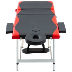  vidaXL Camilla de masaje plegable 3 zonas aluminio negro y rojo