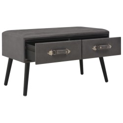 vidaXL Banco con cajones cuero sintético gris 80 cm