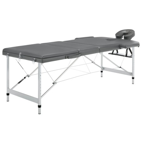 vidaXL Camilla masaje 3 zonas estructura aluminio antracita 186x68 cm