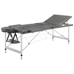 vidaXL Camilla masaje 3 zonas estructura aluminio antracita 186x68 cm