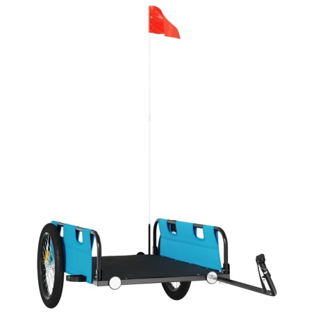 vidaXL Remolque para bicicletas hierro y tela Oxford azul