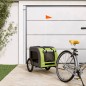 vidaXL Remolque de bicicleta mascotas hierro tela Oxford verde gris vidaXL Remolque de bicicleta mascotas hierro tela Oxford verde gris