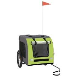 vidaXL Remolque de bicicleta mascotas hierro tela Oxford verde gris