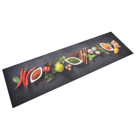 vidaXL Alfombra de cocina lavable terciopelo dibujo especias 45x150 cm