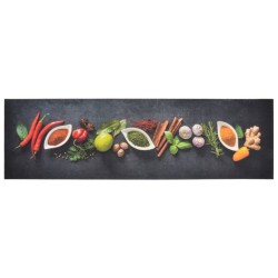 vidaXL Alfombra de cocina lavable terciopelo dibujo especias 45x150 cm