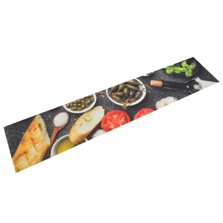 vidaXL Alfombra de cocina lavable terciopelo dibujo vino cena 60x300cm