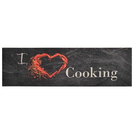 vidaXL Alfombra de cocina lavable terciopelo Cooking negro 45x150 cm