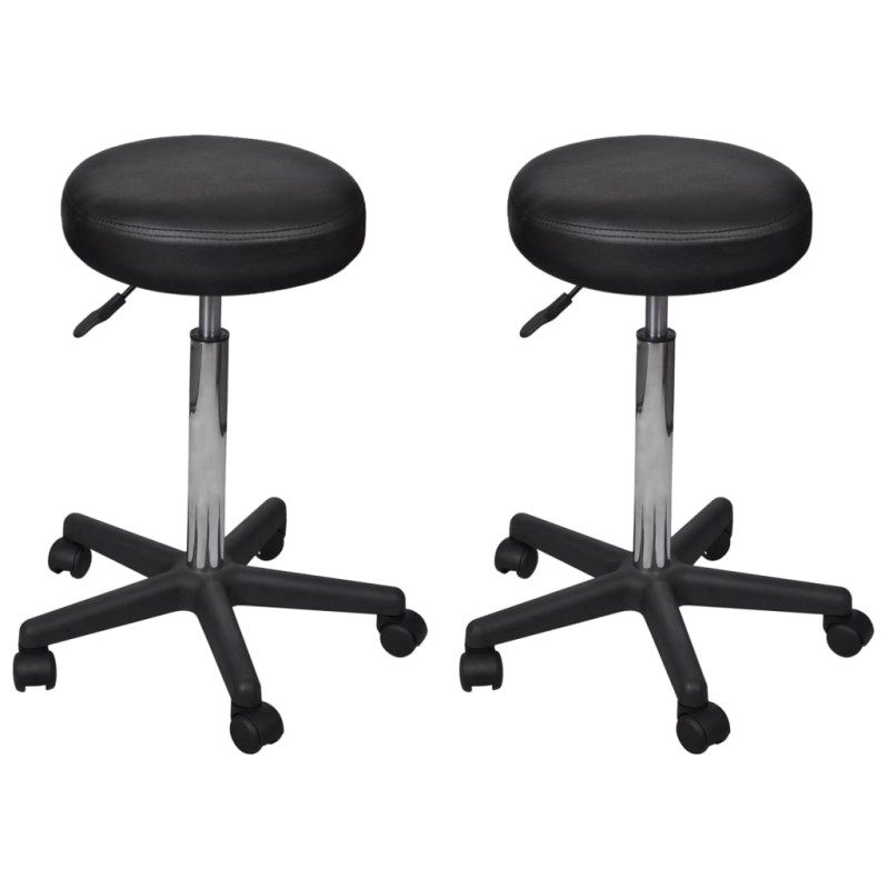 vidaXL Taburetes de oficina 2 uds cuero sintético negro vidaXL Taburetes de oficina 2 uds cuero sintético negro