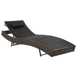 vidaXL Tumbona de ratán sintético y textileno marrón 