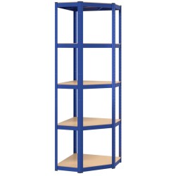 vidaXL Estantería esquina 5 niveles madera contrachapada y acero azul