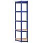 vidaXL Estantería esquina 5 niveles madera contrachapada y acero azul vidaXL Estantería esquina 5 niveles madera contrachapada y acero azul