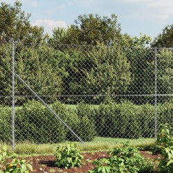 vidaXL Cerca de alambre con pinchos de anclaje plateado 1,6x25 m