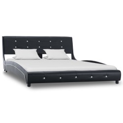 vidaXL Cama con colchón cuero sintético negro 140x200 cm 