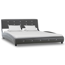 vidaXL Cama con colchón cuero sintético gris 140x200 cm