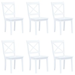 vidaXL Sillas de comedor 6 unidades madera maciza de caucho blanco