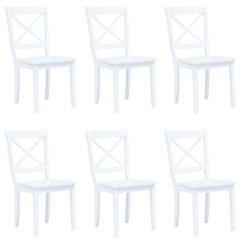 vidaXL Sillas de comedor 6 unidades madera maciza de caucho blanco