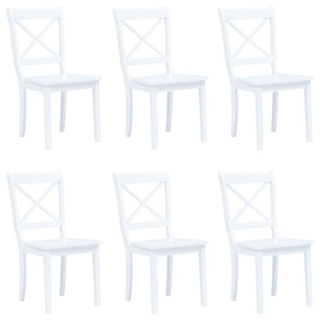 vidaXL Sillas de comedor 6 unidades madera maciza de caucho blanco