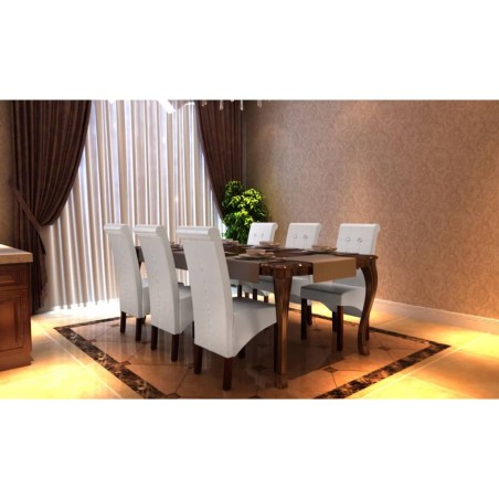 vidaXL Sillas de comedor 6 unidades cuero sintético blanco