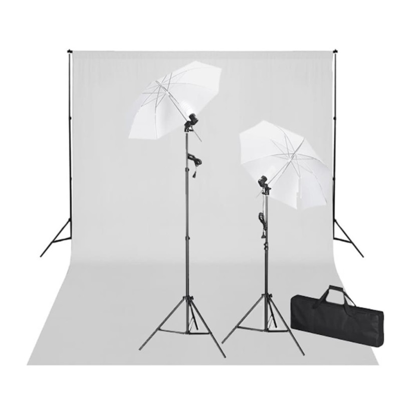 vidaXL Kit de estudio telón fondo blanco 600x300 cm y luces vidaXL Kit de estudio telón fondo blanco 600x300 cm y luces