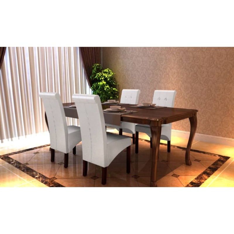 vidaXL Sillas de comedor 4 unidades cuero sintético blanco vidaXL Sillas de comedor 4 unidades cuero sintético blanco