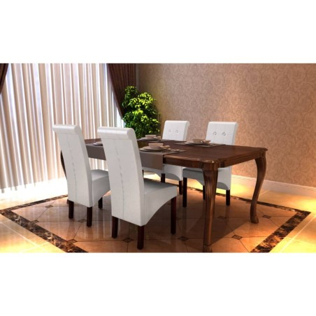 vidaXL Sillas de comedor 4 unidades cuero sintético blanco