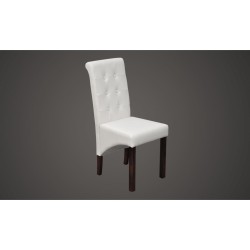 vidaXL Sillas de comedor 4 unidades cuero sintético blanco