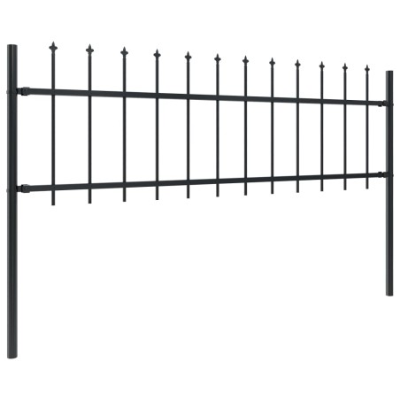 vidaXL Valla de jardín con puntas de lanza acero negro 8,5x0,6 m