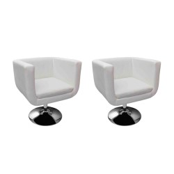 vidaXL Taburetes de cocina 2 unidades cuero artificial blanco